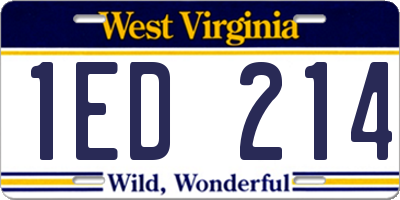 WV license plate 1ED214
