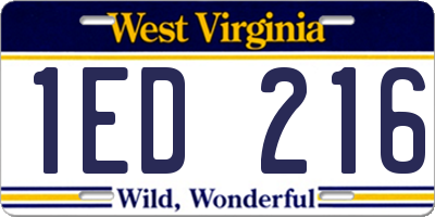 WV license plate 1ED216