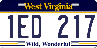 WV license plate 1ED217