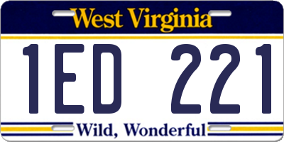 WV license plate 1ED221