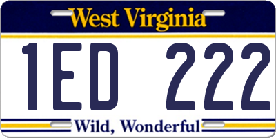 WV license plate 1ED222