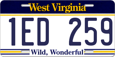 WV license plate 1ED259