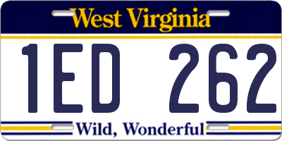 WV license plate 1ED262