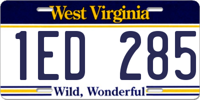 WV license plate 1ED285