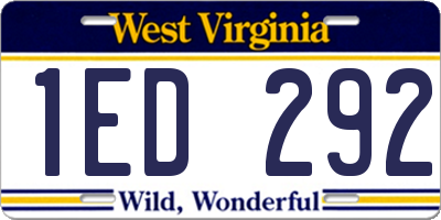 WV license plate 1ED292