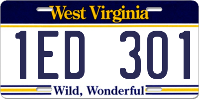 WV license plate 1ED301