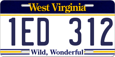 WV license plate 1ED312