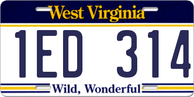 WV license plate 1ED314