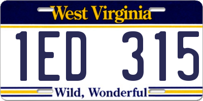 WV license plate 1ED315
