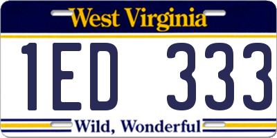 WV license plate 1ED333