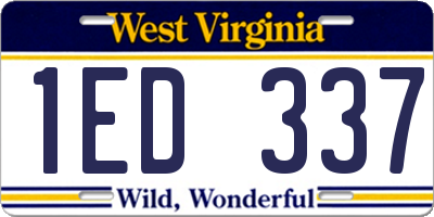WV license plate 1ED337