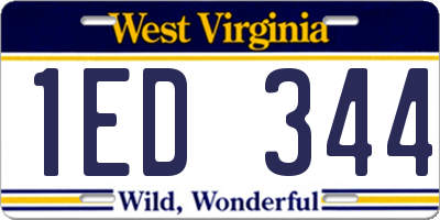 WV license plate 1ED344
