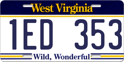 WV license plate 1ED353