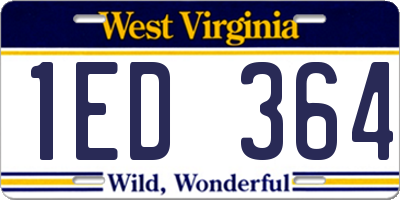 WV license plate 1ED364