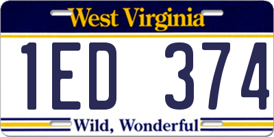 WV license plate 1ED374