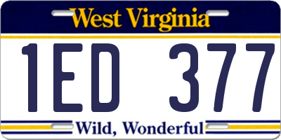 WV license plate 1ED377