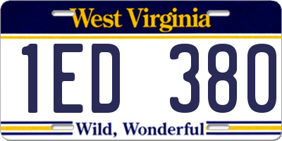 WV license plate 1ED380