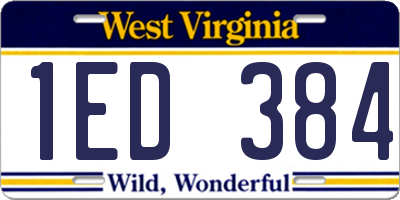 WV license plate 1ED384