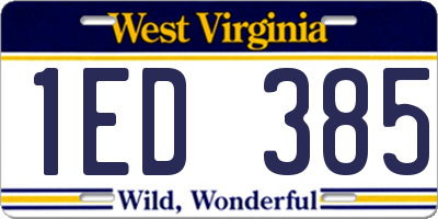 WV license plate 1ED385