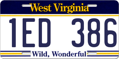 WV license plate 1ED386