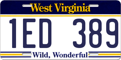 WV license plate 1ED389