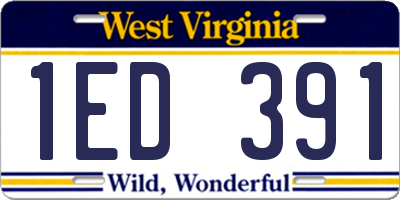 WV license plate 1ED391