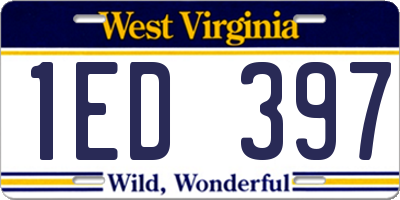 WV license plate 1ED397