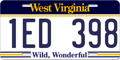 WV license plate 1ED398