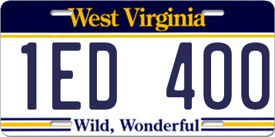 WV license plate 1ED400