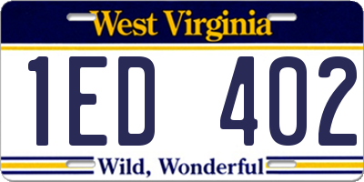 WV license plate 1ED402