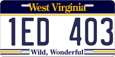 WV license plate 1ED403