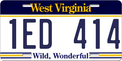 WV license plate 1ED414