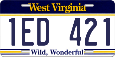 WV license plate 1ED421