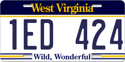 WV license plate 1ED424