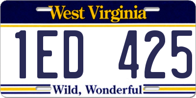 WV license plate 1ED425