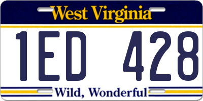 WV license plate 1ED428