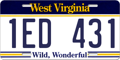 WV license plate 1ED431