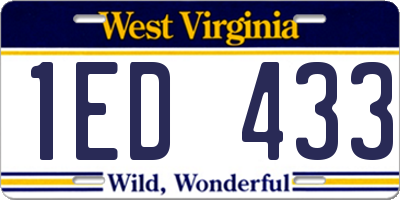 WV license plate 1ED433