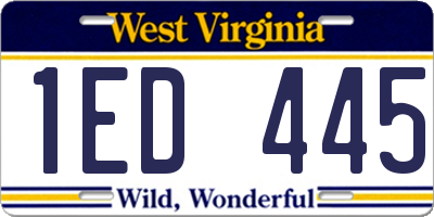 WV license plate 1ED445