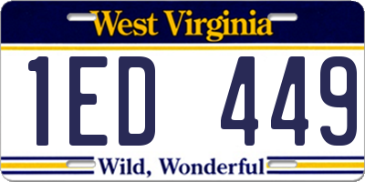 WV license plate 1ED449