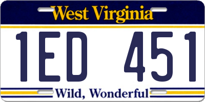 WV license plate 1ED451