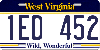 WV license plate 1ED452