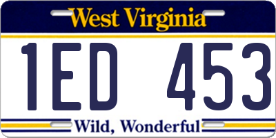WV license plate 1ED453