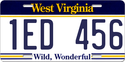 WV license plate 1ED456