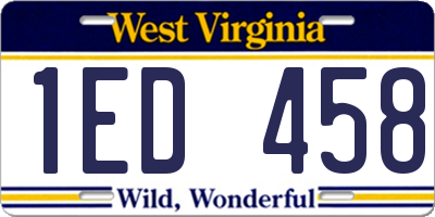 WV license plate 1ED458