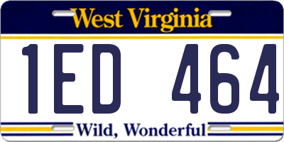 WV license plate 1ED464
