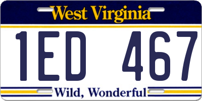 WV license plate 1ED467