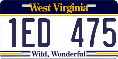 WV license plate 1ED475