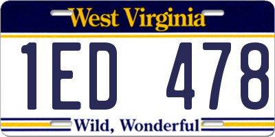 WV license plate 1ED478