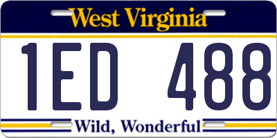 WV license plate 1ED488